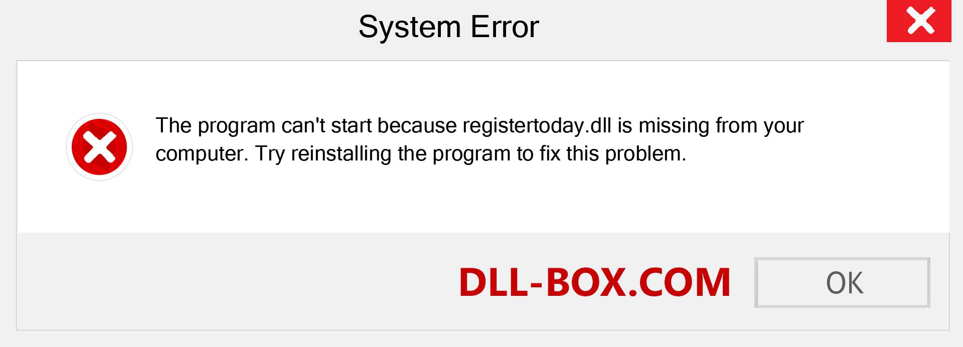  registertoday.dll file is missing?. Download for Windows 7, 8, 10 - Fix  registertoday dll Missing Error on Windows, photos, images